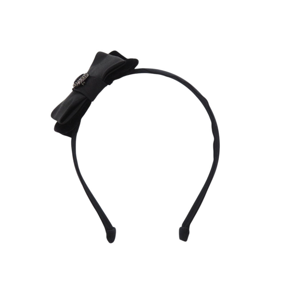 Chanel Coco Mark Ribbon Satin Velvet Black Headband 1279CHANEL